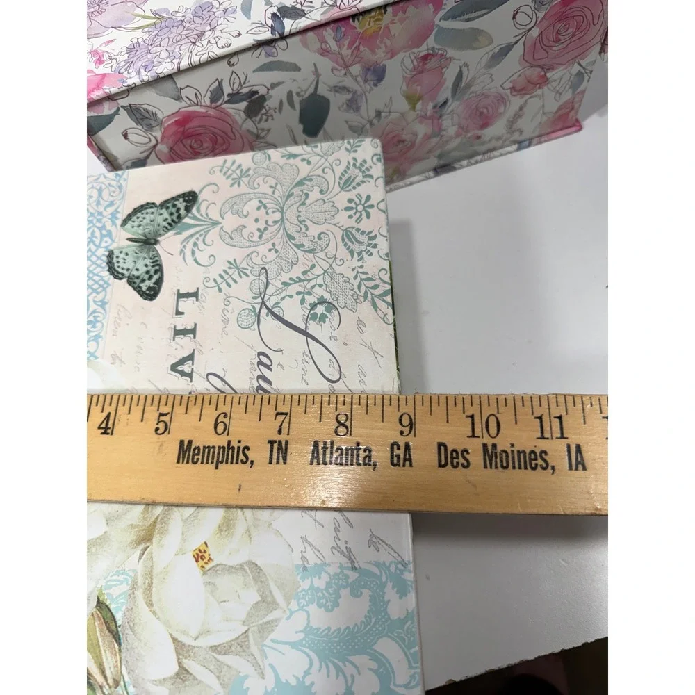 Abbington Park Floral Decorative Nesting Storage Boxes Set of 2 Magnetic Closure